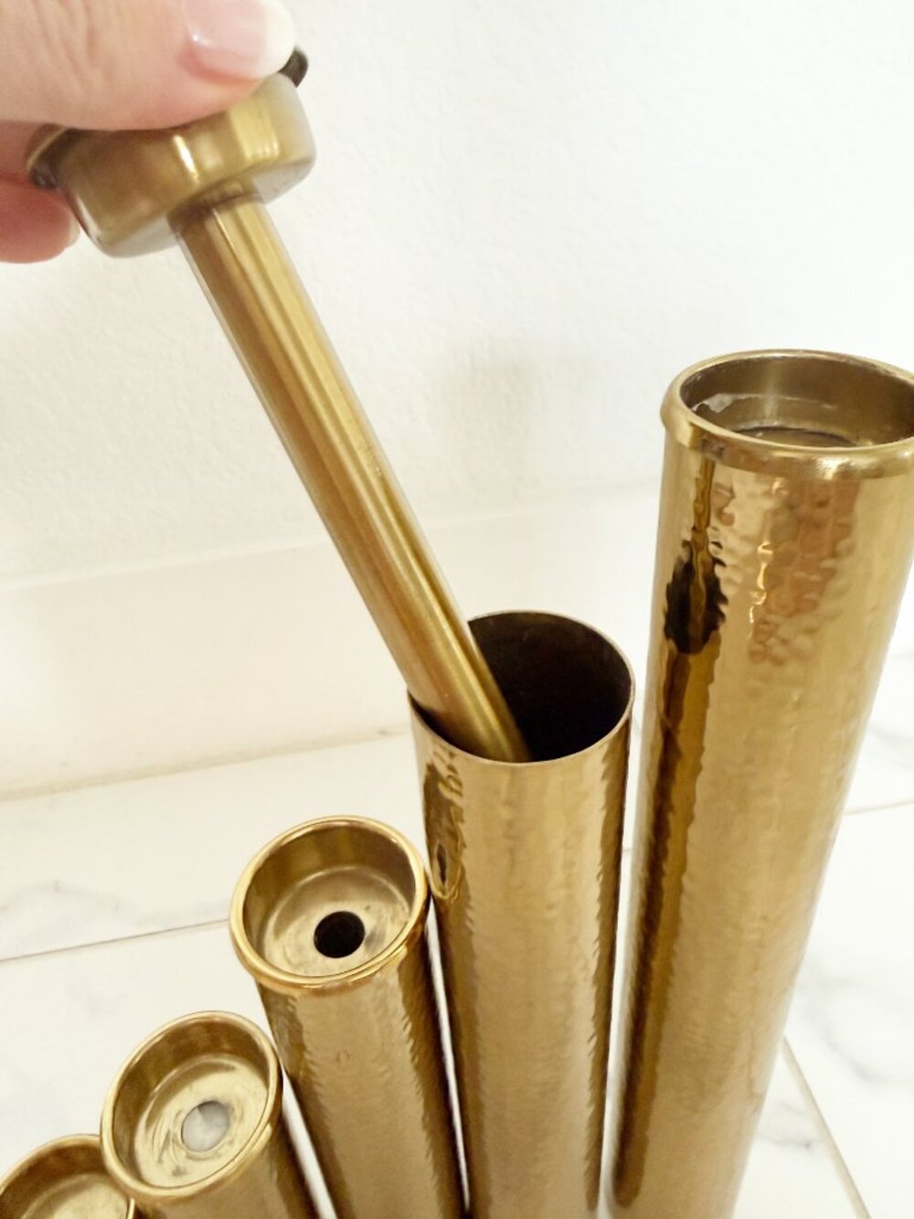 Regina Andrew Hammered Bud Vase Set of 5 20-1164PB - Picture 6 of 8